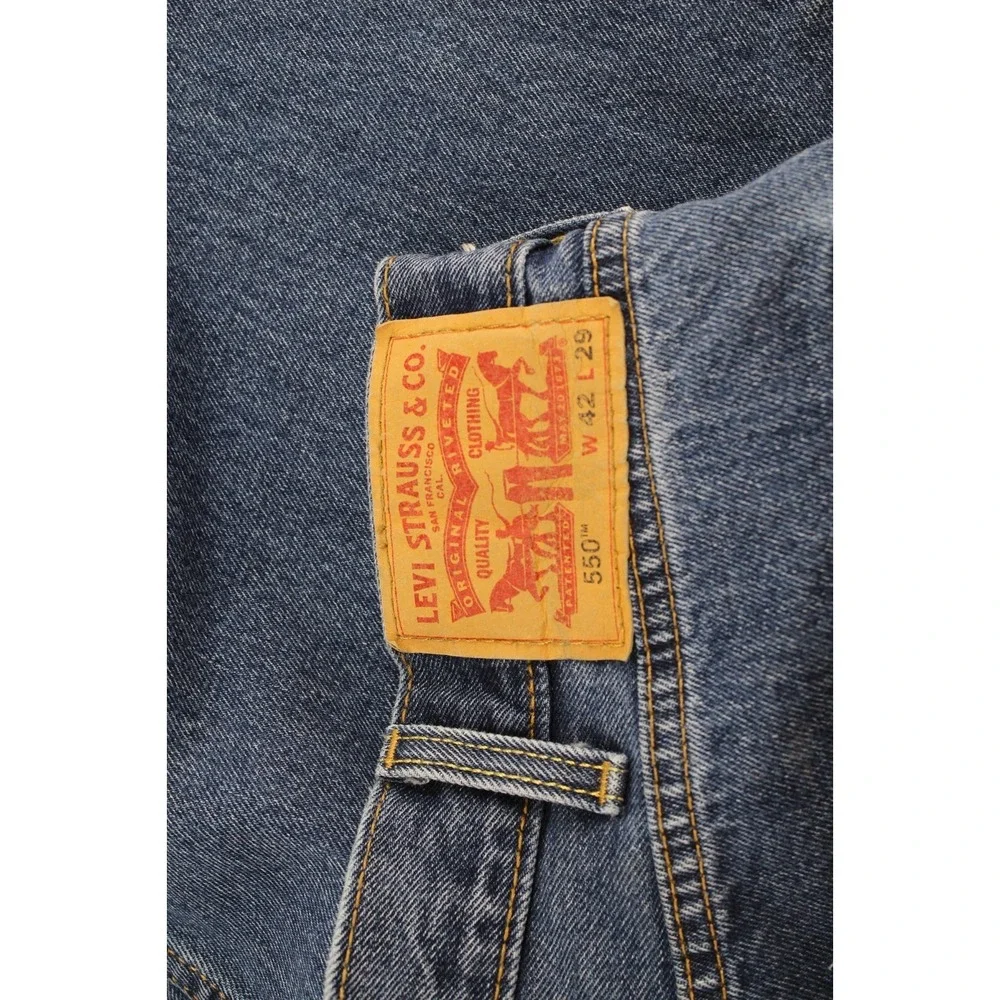 Mens Levis‎ 550 Denim Jeans Relaxed Taper Dark Wash Blue 42x29